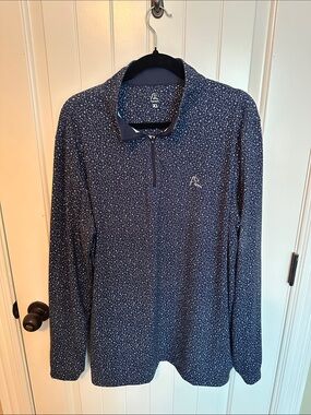 Rhoback Men's Navy Microprint Quarter-Zip Pullover